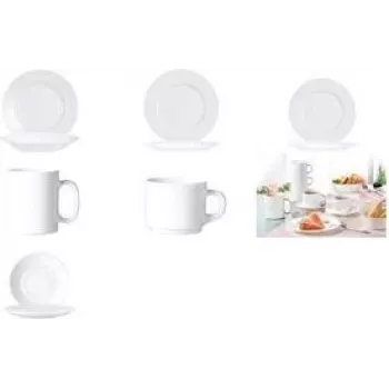 Esmeyer Arcoroc EVERYDAY Soup Plate, 225 mm, White Tempered Glass, Set of 6 (384-3101)