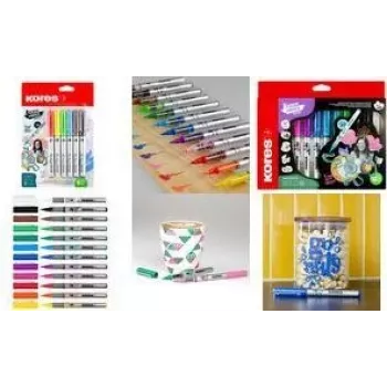 Kores Kreative Acrylic Markers, 12-Piece Set, Assorted Colours, Liquid Acrylic Ink, Shake & Paint, No Pumping, Bullet Tip M25121