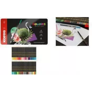 Kores KOLORES SELECTION Triangular Coloured Pencils, 72-Piece Set in Linden Wood Case BB93372