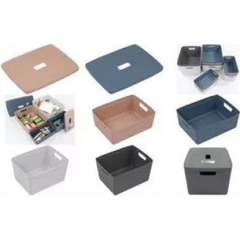 KANGARO Storage Box 20 L, Polypropylene, Grey, Modern Design with Recessed Grips, 1 Piece (K-670131)