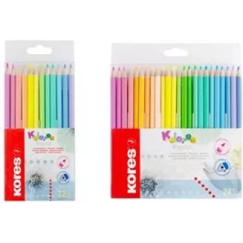 Kores Kolores Pastel Triangular Coloured Pencils, 12 Assorted Pastel Colours, 3 mm Lead, High Pigmentation, Cardboard Case BB93311