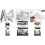 PentelArts Permanent Fineliner Pointliner 8-Piece Set, Black, 0.03 mm to 0.8 mm + Brush YS20P-8