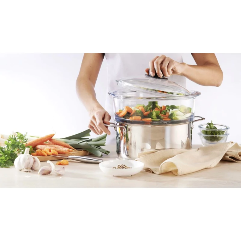 PYREX Classic Glass Lid 26 cm, Borosilicate Glass, Black Handle, Oven & Dishwasher Safe