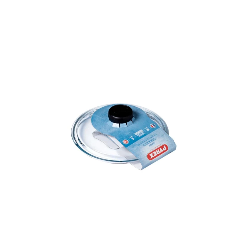 PYREX Classic Glass Lid 26 cm, Borosilicate Glass, Black Handle, Oven & Dishwasher Safe
