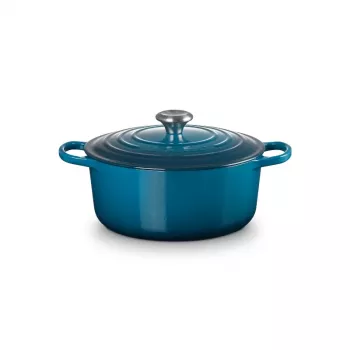 Le Creuset Signature Round Cast Iron Casserole, 26 cm, 5.3 L, Marseille Blue