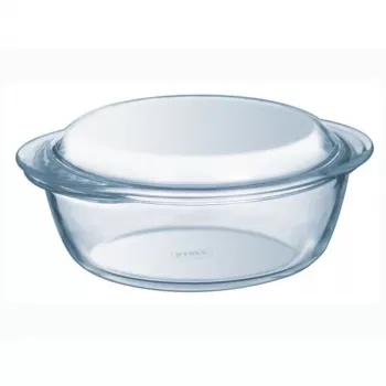 Pyrex Essentials 3L Round Glass Container with Lid, Borosilicate Glass, Ø22cm