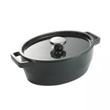Pyrex Cast Iron Oval Casserole Dish 5.8L Grey 33x25cm