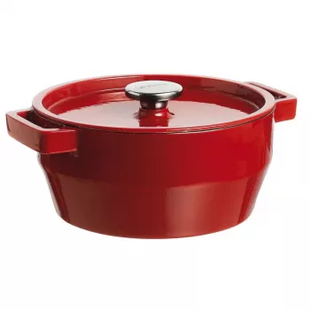 Pyrex Cast Iron Round Casserole Dish 2.2L Ø20cm Red