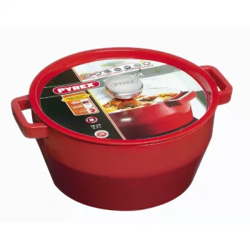PYREX Cast Iron Pot 6.8L Round 28cm Red