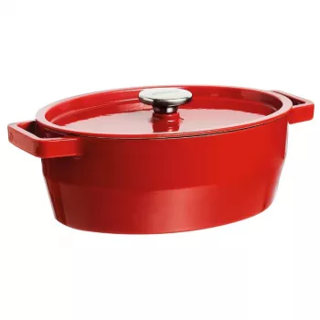 Pyrex Cast Iron Oval Casserole Dish 5.8L Red 33x25cm