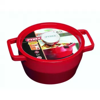 Pyrex Cast Iron Pot 3.6L Round Ø24cm Red