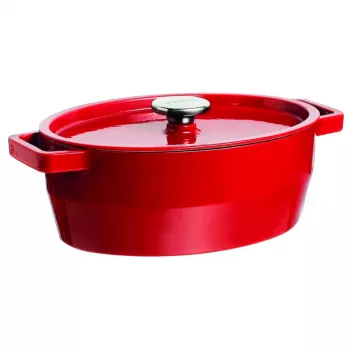 Pyrex Cast Iron Oval Casserole Dish 3.8L Red 29x21cm
