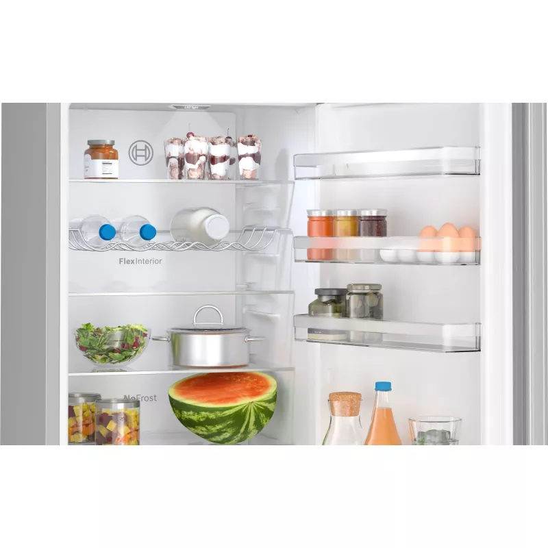 Bosch KGN392LBF Serie 4 Freestanding Fridge-Freezer Combination, 203 cm Height, Energy Efficiency Class B, Silver Inox-Look
