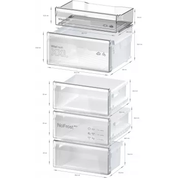Bosch KGN36VIBT Serie 4 Freestanding Fridge Freezer, 186 cm Height, Energy Efficiency Class D, Silver