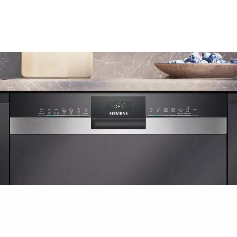 Siemens SX53ES22CE iQ300 Partially Integrated Dishwasher, 60 cm, 13 Place Settings, Energy Class E, Home Connect, AquaStop, InfoLight, Stainless Steel