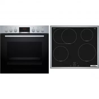 Bosch HND415LS62 Built-in Oven and Ceramic Hob Set, 71L, 7 Functions, Stainless Steel