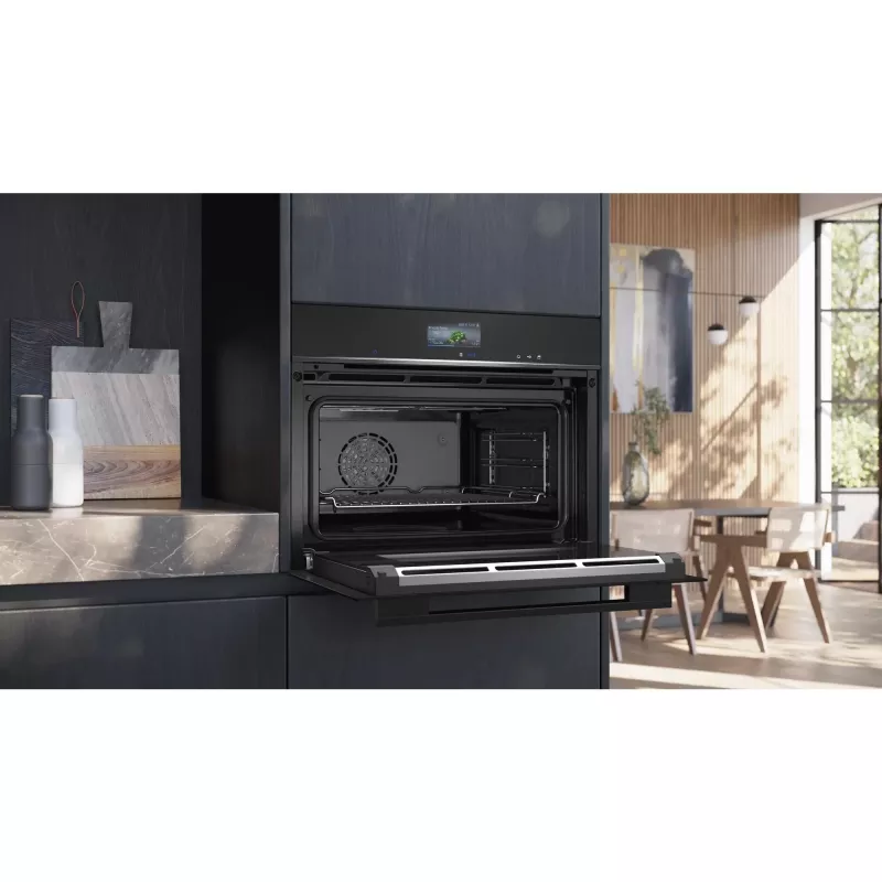 Siemens CS736G1B1 iQ700 Built-in Compact Oven with Steam Function, 47 L, TFT Touch Display, Home Connect, Black