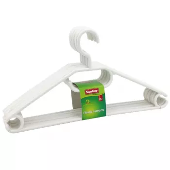SAUBER Plastic Clothes Hangers 10-Pack White/Black/Grey – Slim Space-Saving Hangers with 360° Swivel Hooks and Shoulder Notches