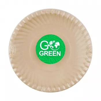 GOGREEN Compostable Sugar Cane Plates with Go Green Pattern Ø23cm 10 pcs