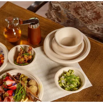 GOGREEN Compostable Sugar Cane Plates with Go Green Pattern Ø23cm 10 pcs