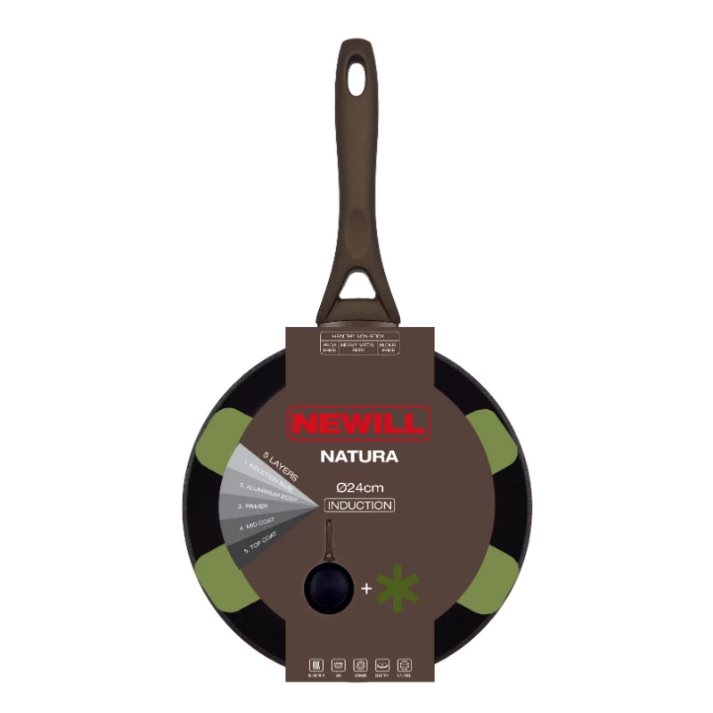 NEWILL Natura 24 cm Induction Frying Pan with Protective Rim, Brown