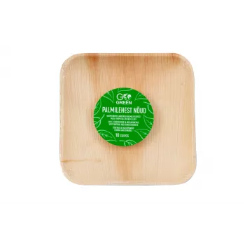 GoGreen Areca Palm Leaf Plates 15x15 cm Square 10-Pack Natural Disposable