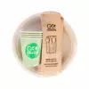 GOGREEN Compostable Picnic Dish Set for 4 Persons, 24 Pieces, Plant-Based, Natural White