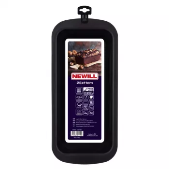 NEWILL Bread Loaf Pan 25x11x6.4 cm Black Non-Stick Carbon Steel