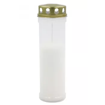 CANDELA Grave Candle with Cap, Burning Time ~98h, White
