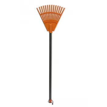 HORTUS Small Hand Rake with Handle, Orange, 20 cm Head, 14 Tines