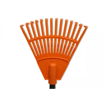 HORTUS Small Hand Rake with Handle, Orange, 20 cm Head, 14 Tines