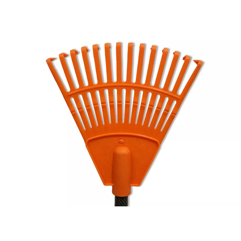 HORTUS Small Hand Rake with Handle, Orange, 20 cm Head, 14 Tines