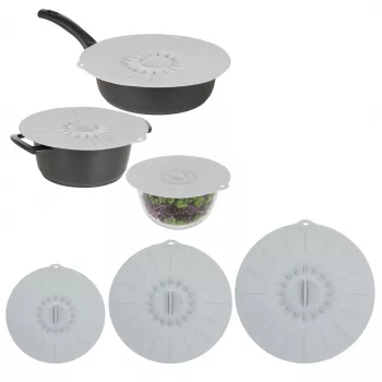ASI COLLECTION Silicone Lid Set of 3 Ø20/26/30cm Grey