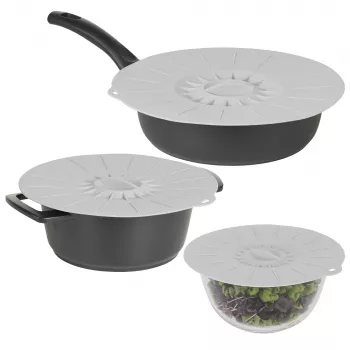 ASI COLLECTION Silicone Lid Set of 3 Ø20/26/30cm Grey