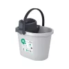 ECO EGO Oval Bucket with Flat Push Button Wringer, 10 L, Grey/Green, Polypropylene