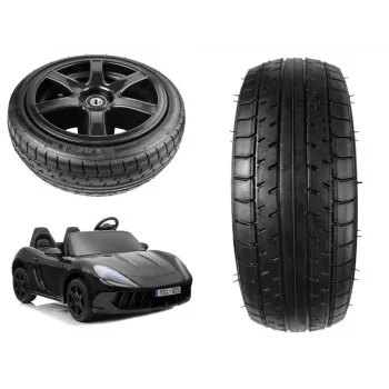 LEAN CARS Front Wheel for Perfecta YSA021A Ride-On Car, 250 mm, Black