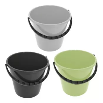 YORK Round Bucket 10 L Heavy-Duty Polypropylene with Galvanized Steel Handle, Black