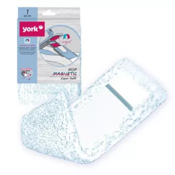 YORK Replacement Mop Cloth 47x17cm Magnetic for Vileda Ultramax, Microfibre, White with Red Accents
