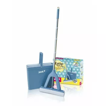 YORK EASY Floor Cleaning Set – Spin Mop with Bucket and Wringer, Telescopic Handle, Microfiber Head for All Hard Floors
