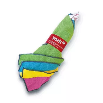 YORK Microfiber Cleaning Cloths, 4 Pack, 30 x 30 cm, Assorted Colours, Machine Washable