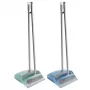 YORK QUICK Collapsible Dustpan and Brush Set with Long Handle, Rubber Lip, Clip-On Brush, Grey & Black