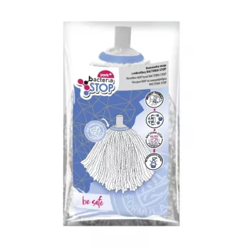YORK BACTERIA STOP Microfiber Mop Head, Removes 99% Bacteria with Water, Fits Vileda Ultramax, White with Red/Blue Fibers