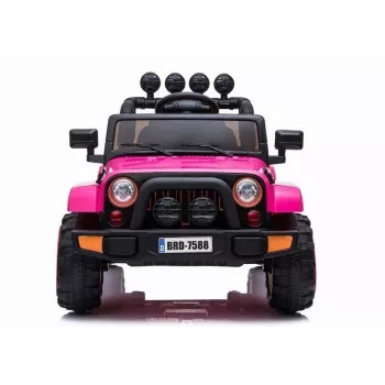 LEAN CARS BRD-7588 Pink 12V Electric Ride-On Jeep for Kids with LED Lights, MP3, Remote Control, 4x4