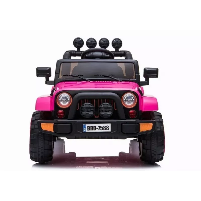 LEAN CARS BRD-7588 Pink 12V Electric Ride-On Jeep for Kids with LED Lights, MP3, Remote Control, 4x4