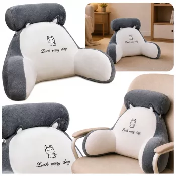 LEAN TOYS Backrest Armchair Back Support for Armchair Bed White Gray 60 x 40 cm