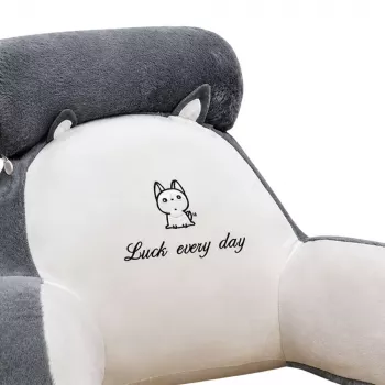 LEAN TOYS Backrest Armchair Back Support for Armchair Bed White Gray 60 x 40 cm