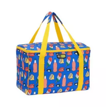 GIOSTYLE Thermal Bag Evo Square Assorted, Green/Red/Blue with Decoration, 15 L