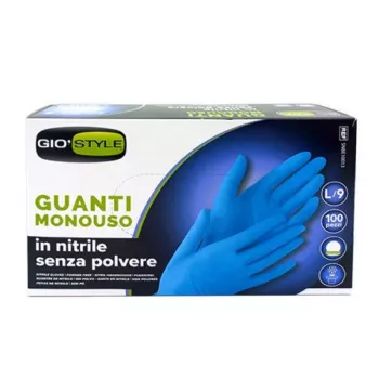 GIOSTYLE Nitrile Disposable Gloves, Powder-Free, Blue, Size L, 100 pcs