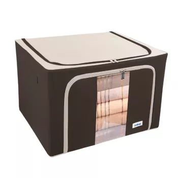 ORDINETT Fabric Box L 50x40x32 cm Assorted – Foldable Storage Box with Lid and Handles, 64 L