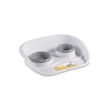 STEFANPLAST Dinner Pet Food Bowl Set, 2 Bowls (0.25 L + 0.35 L), Grey, 46 x 35 x 11 cm